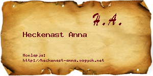 Heckenast Anna névjegykártya